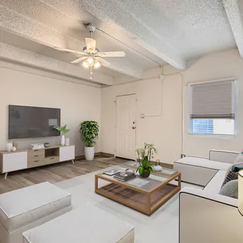 Julian Square Apartments living room with TV wall