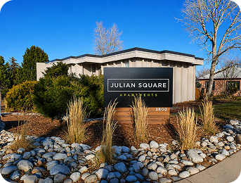 Julian Square monument sign with landscaping