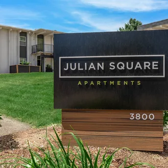 Julian Square Apartments monument sign at the community entrance